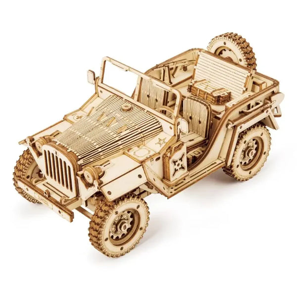 Rokr 3D DIY Wooden Puzzle Model Kits - Army Jeep Montessori Educational Toy Kit for Adults