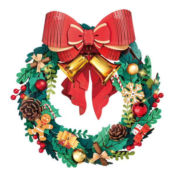 Christmas Wreath 3D Wooden Puzzle Kit – DIY Festive Decoration Model Building Gift for Adults & Kids