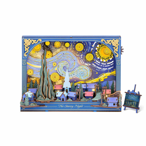 The Starry Night Wall Art – 3D Wooden Puzzle Model Kit | DIY Decorative Artwork for Home & Gift for Art Lovers