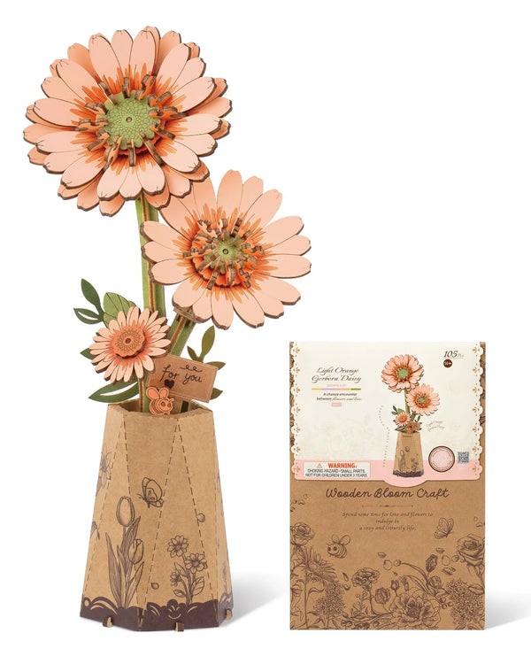 Sakura 3D Wooden Puzzle for Women Family Home Decoration Building Block Kits Christmas Gifts Sakura Gerbera Daisy