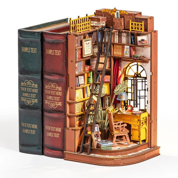 Silent Corner Study, Book Nook British Library Diorama Vintage Bookshelf Decor Creative DIY Relaxation Gift for Teens Adults