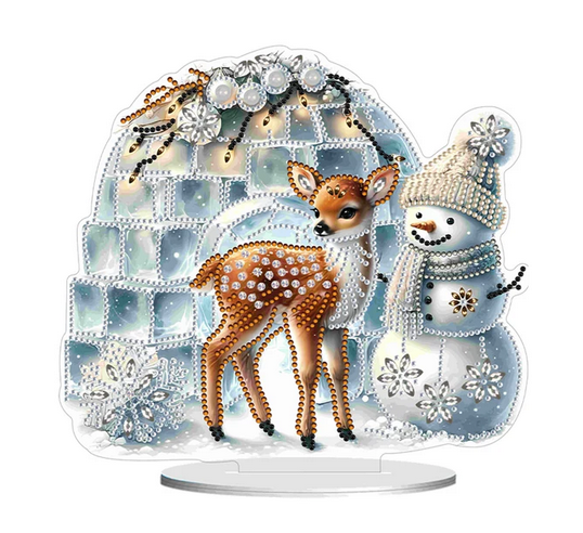 Syntego 5D DIY Diamond Art Kit Crystal Rhinestone Acrylic Table Top Ornament Decoration (Snowman and Reindeer)