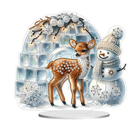 5D DIY Diamond Painting Kit Crystal Rhinestone  Tabletop Decor Snowman and Reindeer - Syntego