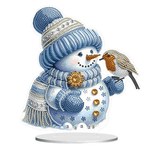 5D DIY Diamond Painting Kit Crystal Rhinestone  Tabletop Decor Snowman and Robin - Syntego