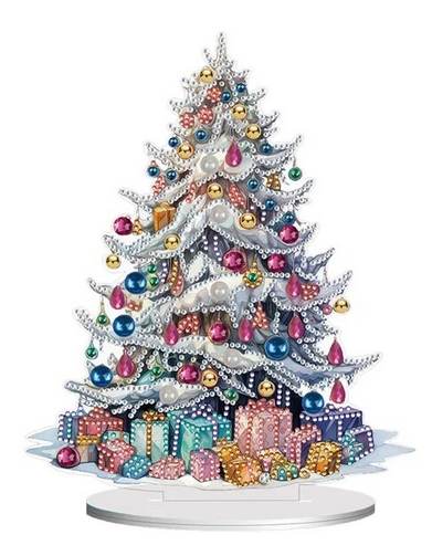 Syntego 5D DIY Christmas Tree with Presents Diamond Art Kit Crystal Embroidery Rhinestone Acrylic Table Top Decoration (Xmas Tree 1)