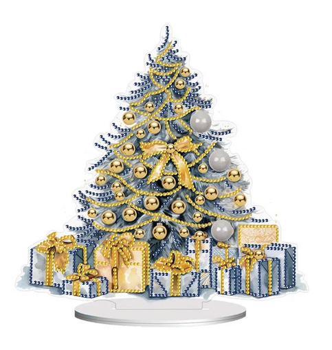 Syntego 5D DIY Christmas Tree with Presents Diamond Art Kit Crystal Embroidery Rhinestone Acrylic Table Top Decoration (Xmas Tree 2)