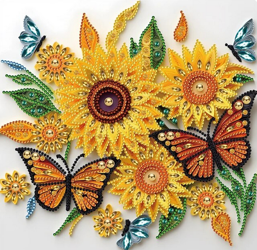 Syntego 5D DIY Sunflower and Butterfly Diamond Art Painting for Adults 30cm x 30cm Crystal Embroidery Rhinestone Canvas by Numbers