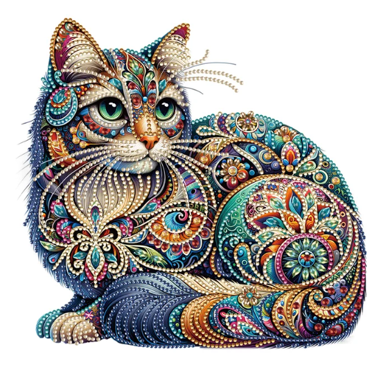 Syntego 5D DIY Mosaic Colourful Cat Diamond Art Kit Crystal Embroidery Rhinestone Acrylic Table Top Decoration