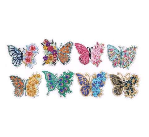 8pcs 5D Diamond Art Coasters Assorted Colourful Floral Butterfly Coasters DIY Butterfly Diamond Coasters Kit With Holder