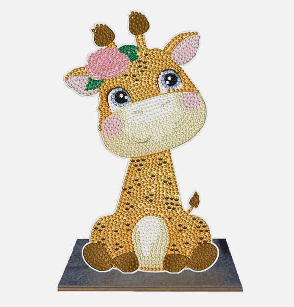 5D DIY Cute Baby Giraffe Diamond Art Kit Crystal Embroidery Rhinestone Approx 22cm x 13cm Wooden Table top Decoration