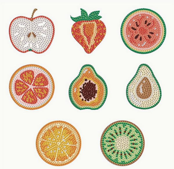 8pcs 5D Diamond Art Assorted Fruit Magnets DIY Diamond Magnets Kit for Beginners Arts and Crafts