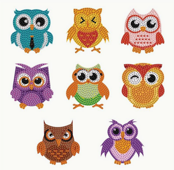 8pcs 5D Diamond Art Assorted Colourful Owl Magnets DIY Diamond Magnet Kit for Beginners Arts and Crafts