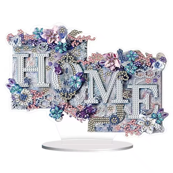 5D DIY Beautiful Home Floral Tabletop Diamond Art Kit Crystal Embroidery Rhinestone Approx 24cm x 17.5cm Acrylic Decoration