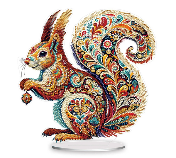 5D DIY Mosaic Colourful Squirrel Diamond Art Kit Crystal Embroidery Rhinestone Acrylic Table Top Decoration