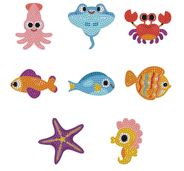 8pcs 5D Diamond Art Assorted Colourful Sea Creatures Magnets DIY Diamond Magnet Kit for Beginners Arts and Crafts