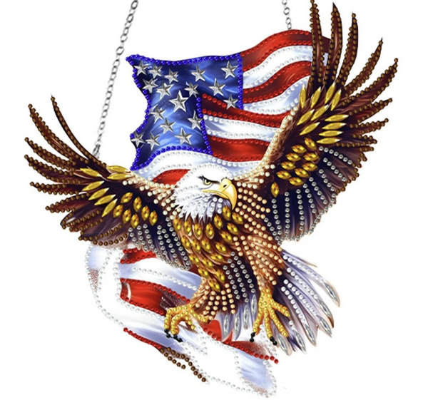 5D DIY American Flag Eagle Diamond Painting Art Kit Embroidery Rhinestone Acrylic Hanging Ornament Decoration