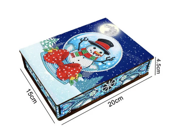 DIY Christmas Snowman Snow globe Wooden Diamond Art Storage Box Organiser Kit Rhinestone Wooden Ornament Decoration