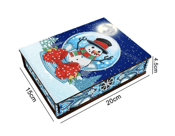 DIY Christmas Snowman Snow globe Wooden Diamond Painting Storage Box - Syntego