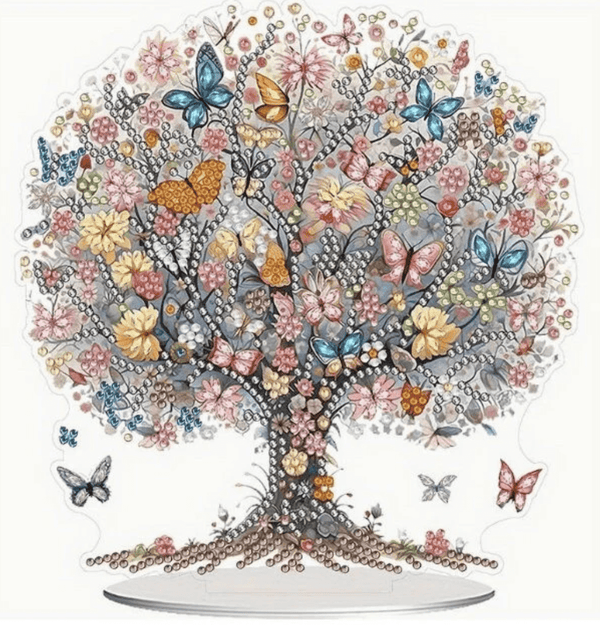 5D DIY Floral Butterfly Tree Diamond Painting Kit  Tabletop Decor - Syntego