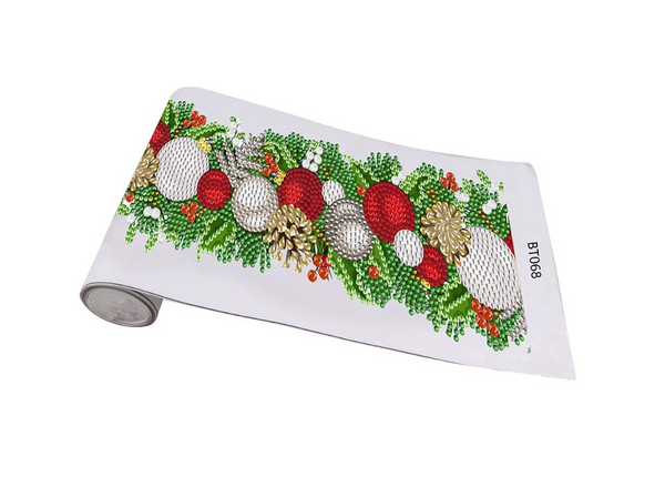 DIY Silver and Red Christmas Bauble Window Sticker Diamond Painting Art Kit Rhinestone Ornament Decoration Approx 1 Metre Long