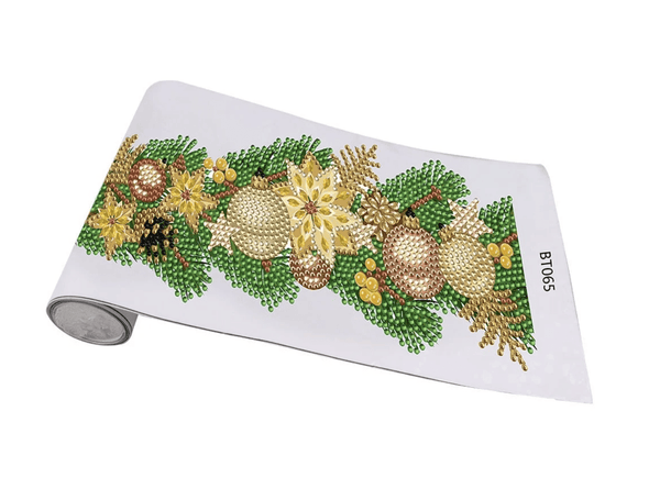 DIY Gold Floral Pinecone Christmas Gold Bauble Window Sticker Diamond Painting Kit - Syntego