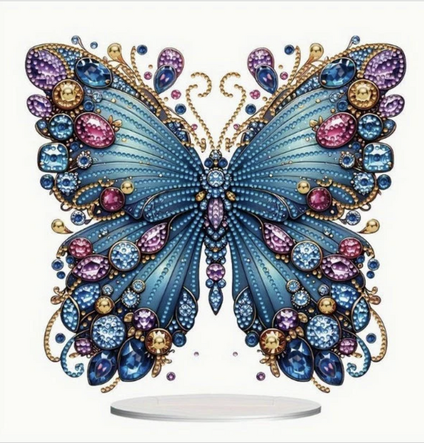 5D DIY Crystal Blue Butterfly Diamond Painting Art Kit Embroidery Rhinestone Acrylic Table top Ornament Decoration