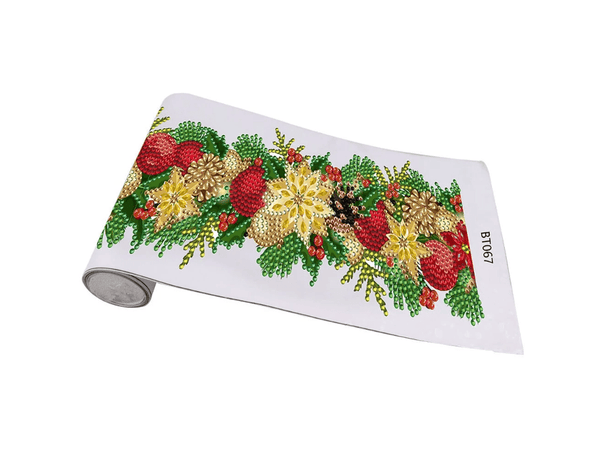 DIY Gold Floral Pinecone Christmas Red Bauble Window Sticker Diamond Painting Kit - Syntego