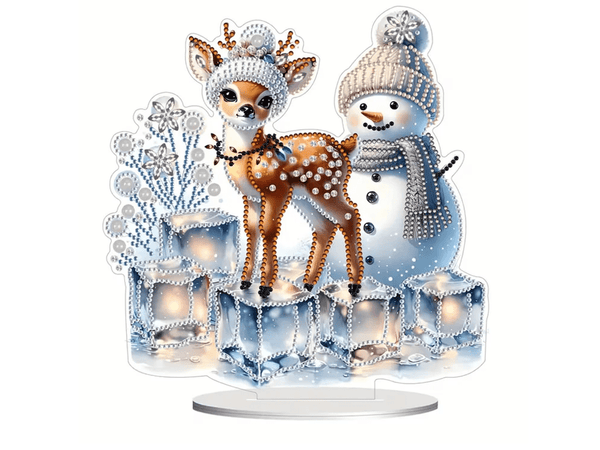 5D DIY Christmas Snowman and Reindeer Christmas Diamond Painting Kit Tabletop Decor - Syntego