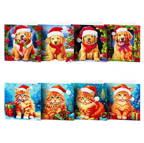 8pcs 5D DIY Diamond Art Assorted Christmas Card Kits for Adults Diamond Painting Decoration