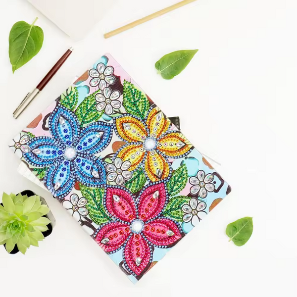 5D DIY Diamond Art Painting Flower Notebook DIY Rhinestone Embroidery Diamond Kit for Beginners and Gifts