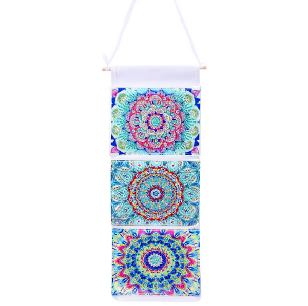 5D DIY Mosaic Blue Mandala Hanging Door Storage Bag Diamond Art Kit Crystal Embroidery Rhinestone Decoration Approx 50cm x 18cm