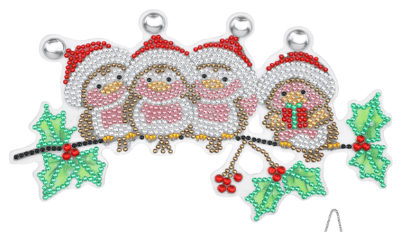 5D DIY Christmas Robins on Branch Diamond Painting Kit  Hanging Decoration - Syntego