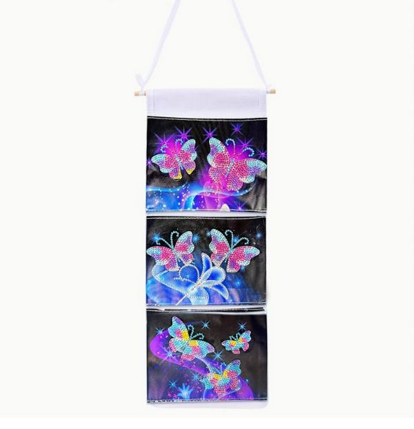 5D DIY Mystical Butterfly Hanging Door Storage Bag Diamond Art Kit Crystal Embroidery Rhinestone Decoration