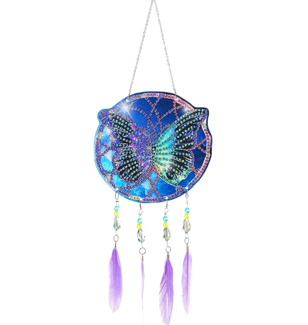 5D DIY Mystical Butterfly Feather Dream Catcher Diamond Art Kit Crystal Embroidery Rhinestone Decoration