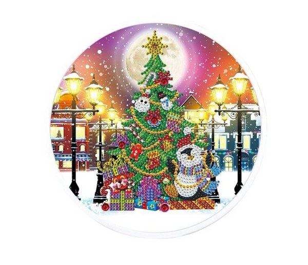 5D DIY Hanging Christmas Scene Diamond Art Kit Crystal Embroidery Rhinestone Acrylic Decoration Approx 19.5cm x 19.5cm