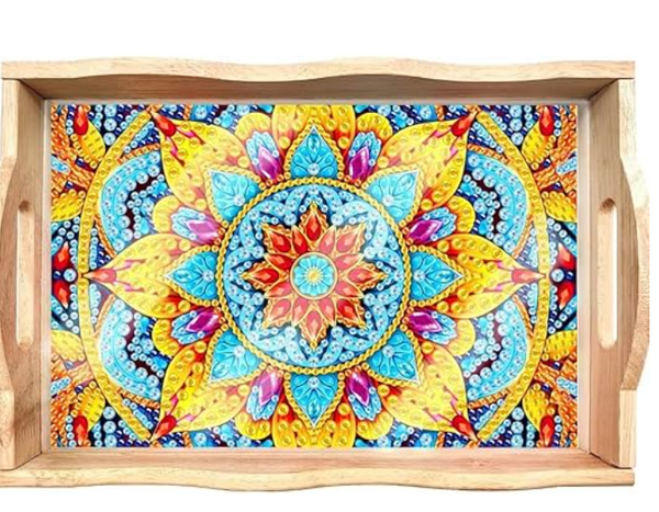 5D DIY Mosaic Tray Diamond Art Kit Crystal Embroidery Rhinestone Wooden Tray Decoration 30cm x 20cm