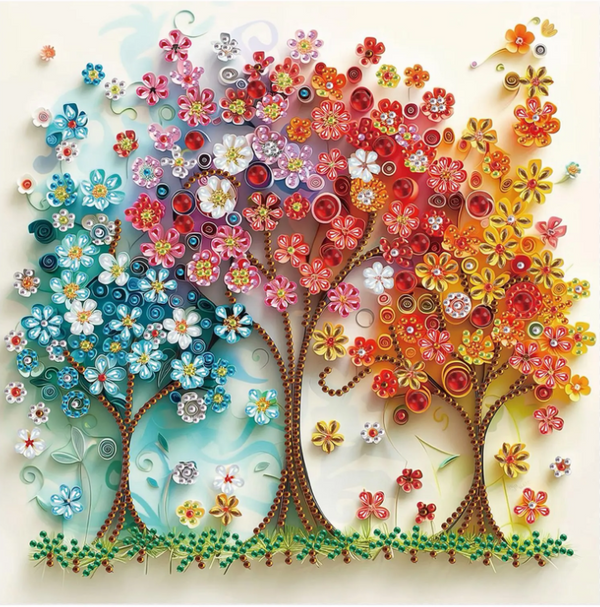 5D DIY Magical Floral Trees Diamond Painting Kit Painting for Adults 30cm x 30cm Crystal Embroidery Rhinestone Canvas