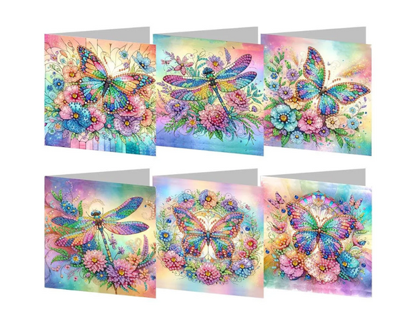 6pcs DIY Diamond Painting Card Kit Butterfly and Dragonfly Greeting Cards - Syntego