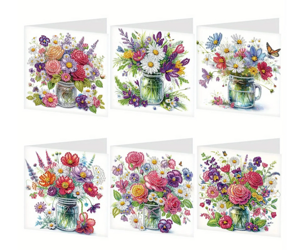 6pcs DIY Diamond Painting Greeting Card Kit Summer Flowers Greeting Cards Diamond Art Kit