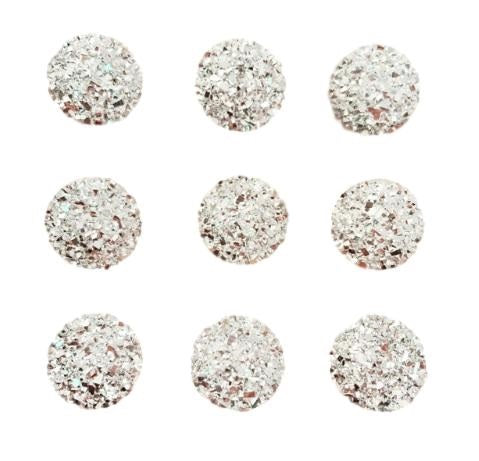 Round Silver Gem Resin Embellishments