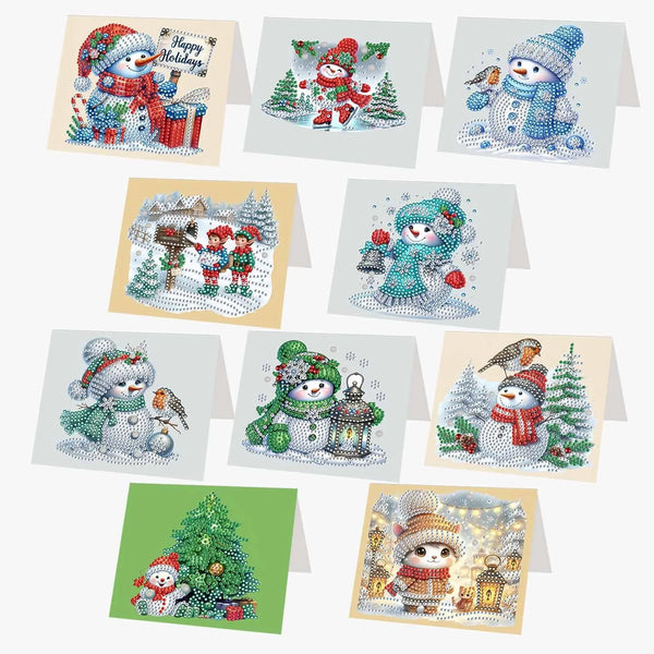 5Pcs DIY Diamond Art Greeting Card Set – Christmas Santa Claus Style, Creative Design With Folding Cards, Ideal For Holiday Blessings, For Christmas & Thanksgiving Gifts