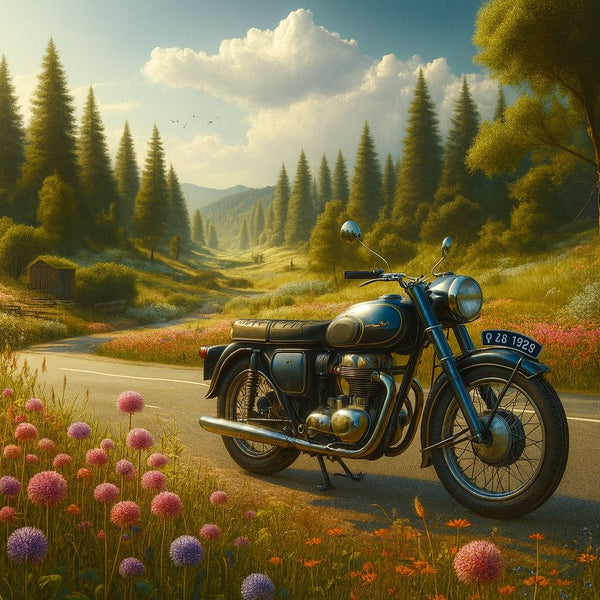 Motorbike Paint by Numbers Kit: Motorbike Scenic Road DIY Acrylic Painting 50cm x 40cm (16" x 20")