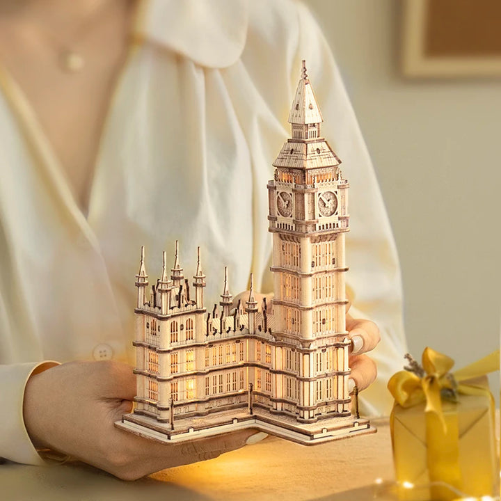 3D Wooden Puzzle Model of Big Ben, Tower Bridge, and Pagoda - Educational Building Toys for Children, Ideal Birthday Gift