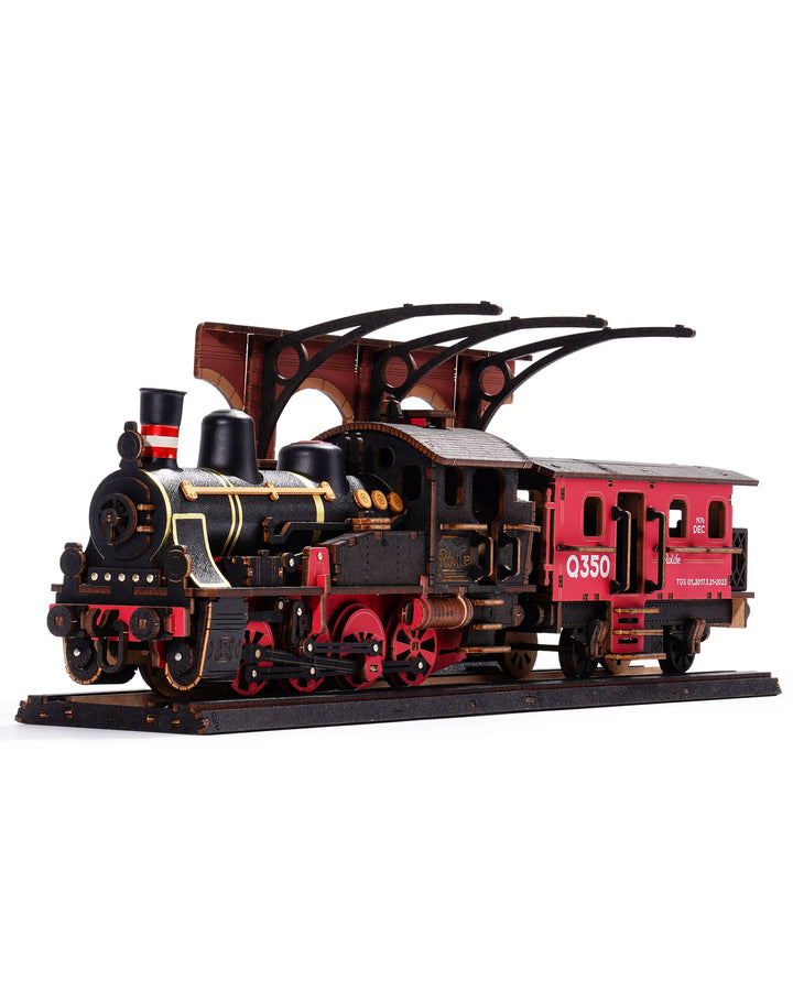 Rolife Steam Journey 3D Wooden Puzzle Traditional Train Model Pre-Colored Design Wood Easy Assemble Toys Gifts TGS01