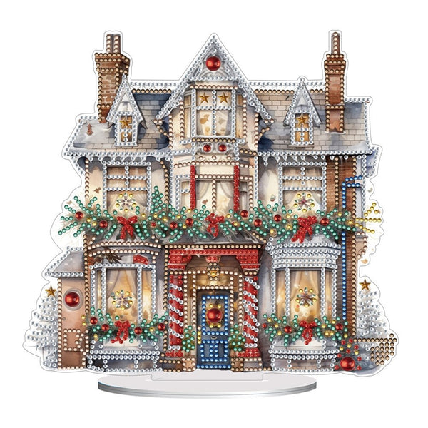 5D DIY Christmas House Diamond Painting Art Kit Embroidery Rhinestone Acrylic Hanging Ornament Decoration