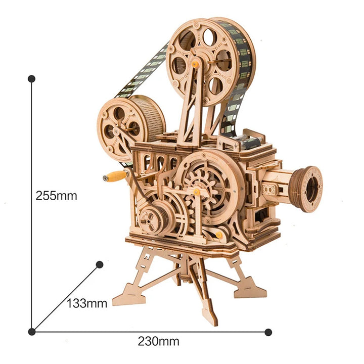 ROKR Classic Film Vitascope 3D Wooden Puzzle Projector Model - Hand Crank Building Toy for Adults and Children, LK601