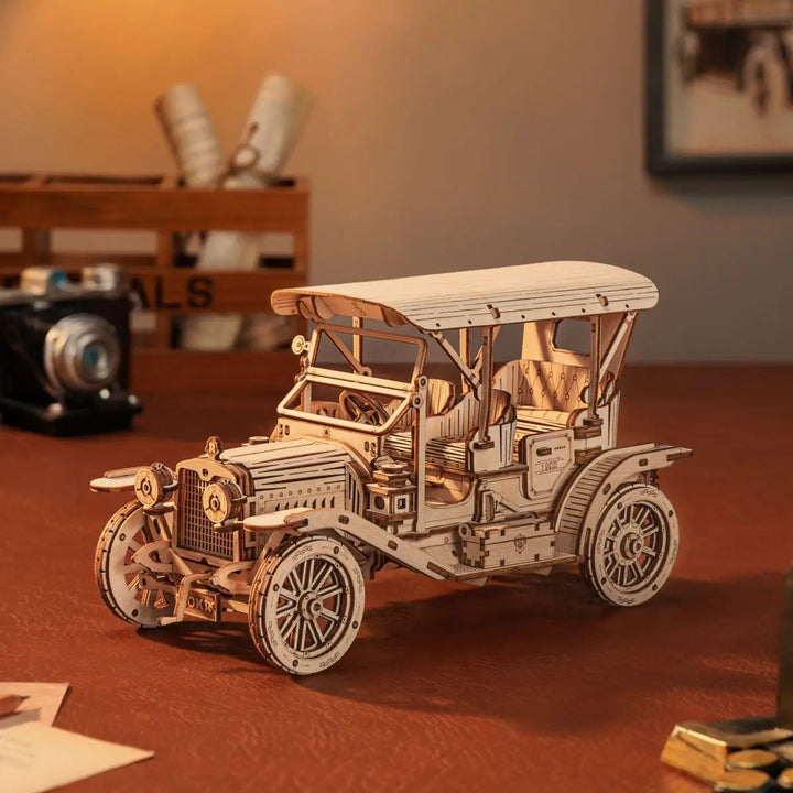 Rokr Classic Car 3D Wooden Puzzle Montessori Toys Vintage Car 1:15 Scale Model Building Kits for Kids