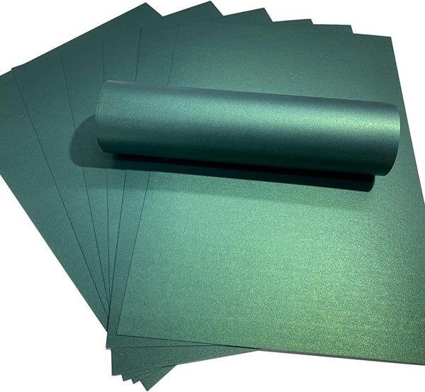 10 Sheets of A4 Royal Green Pearlescent Double Sided Card 300gsm