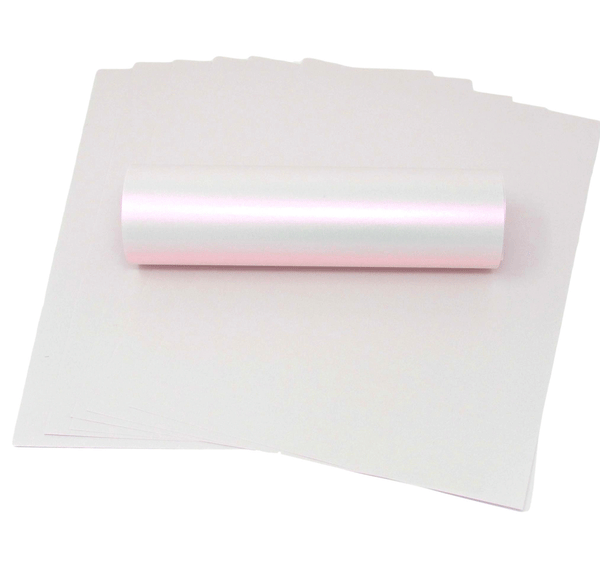 10 Sheets Ivory A4 Card With Pink Pearlescent Shimmer Decorative One Sided 300gsm