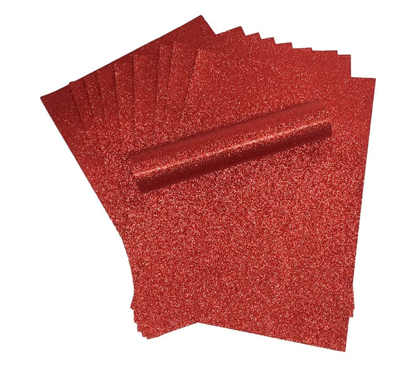 A4 Red Glitter Paper Soft Touch Non Shed 150gsm Pack of 10 Sheets